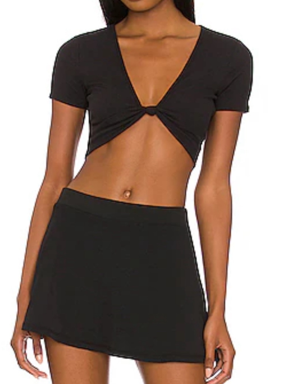 ALO Yoga Black Short Sleeve Crop Top